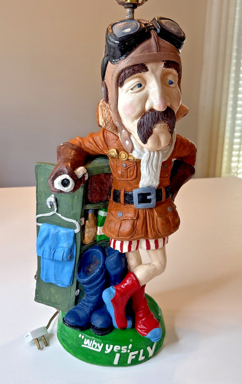 Vtg 1974 Juta Sangthaweep Why Yes I Fly Aviator Pilot Character Lamp Disney Arti